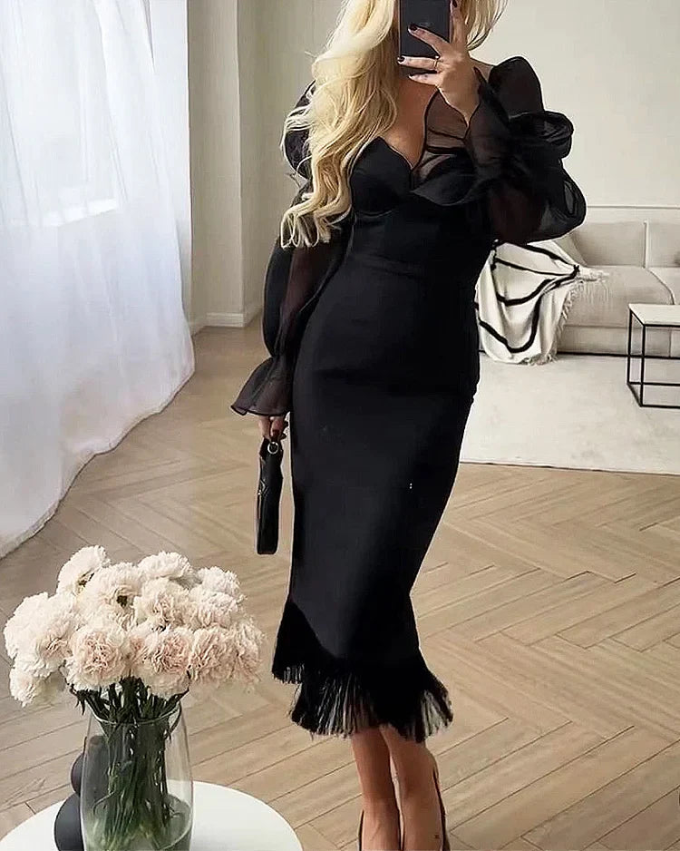 Levoire | Robe Slim Élegante Avec Manches Bouffantes