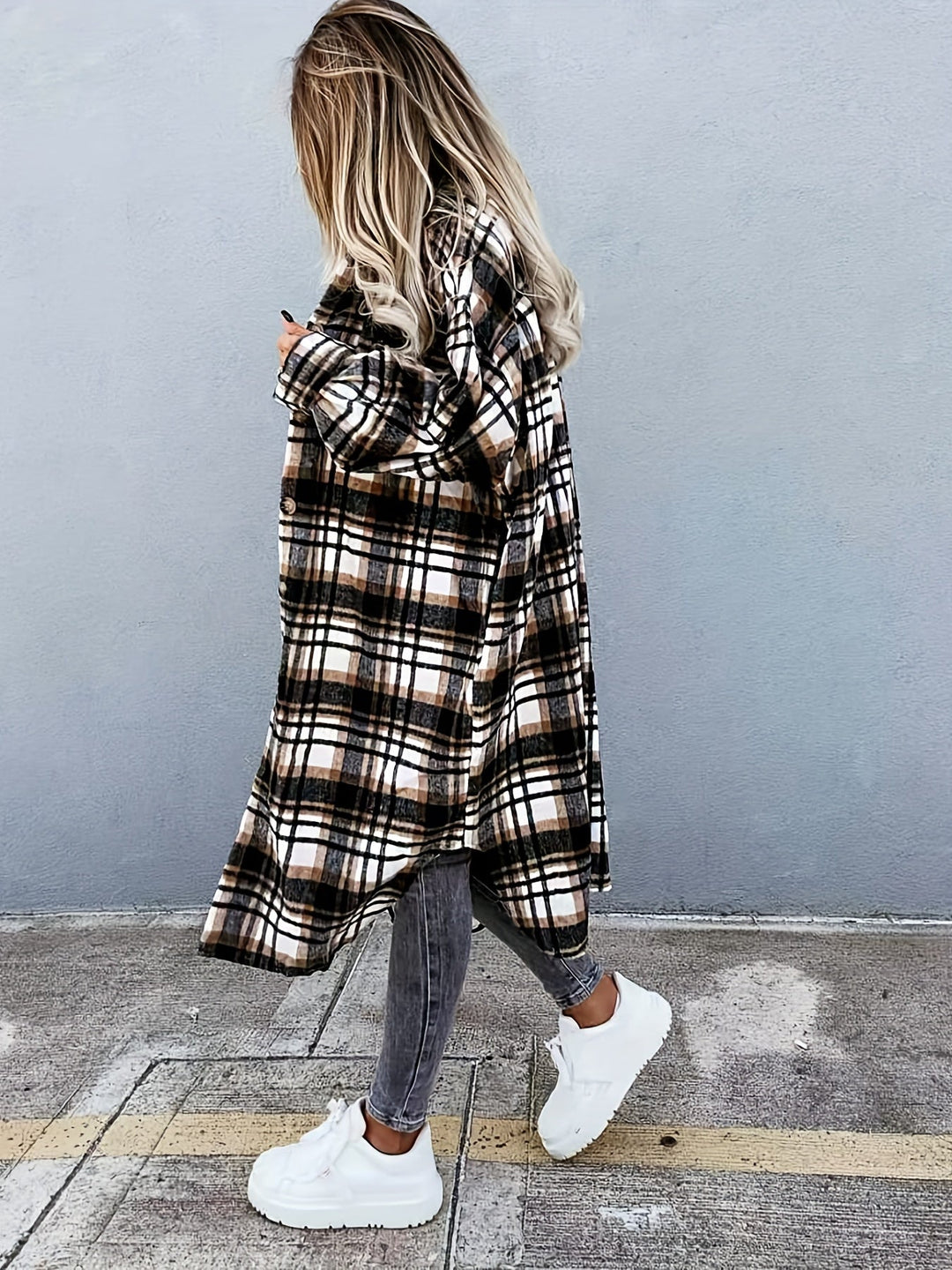 Levoire | Manteau Décontracté Long À Carreaux
