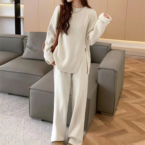 Levoire | Ensemble deux pièces avec un pull en tricot et un pantalon à manches larges