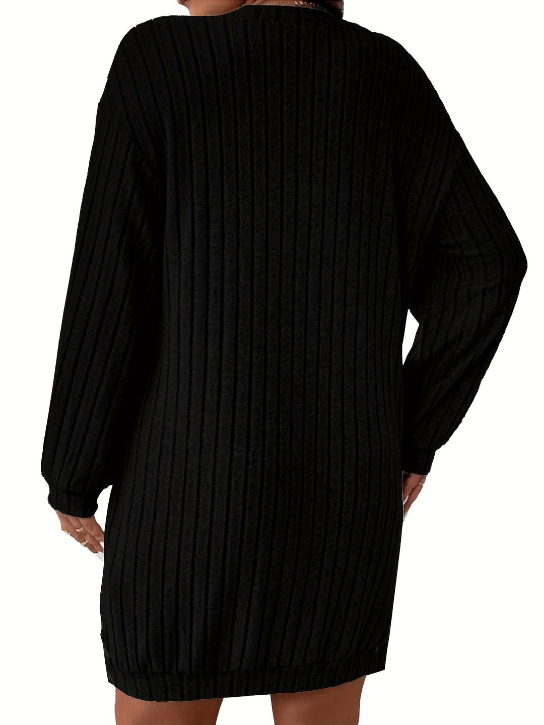 Levoire | Unicolore Tissu Ribbé Haut Robe À Manches Longues Et Encolure En V