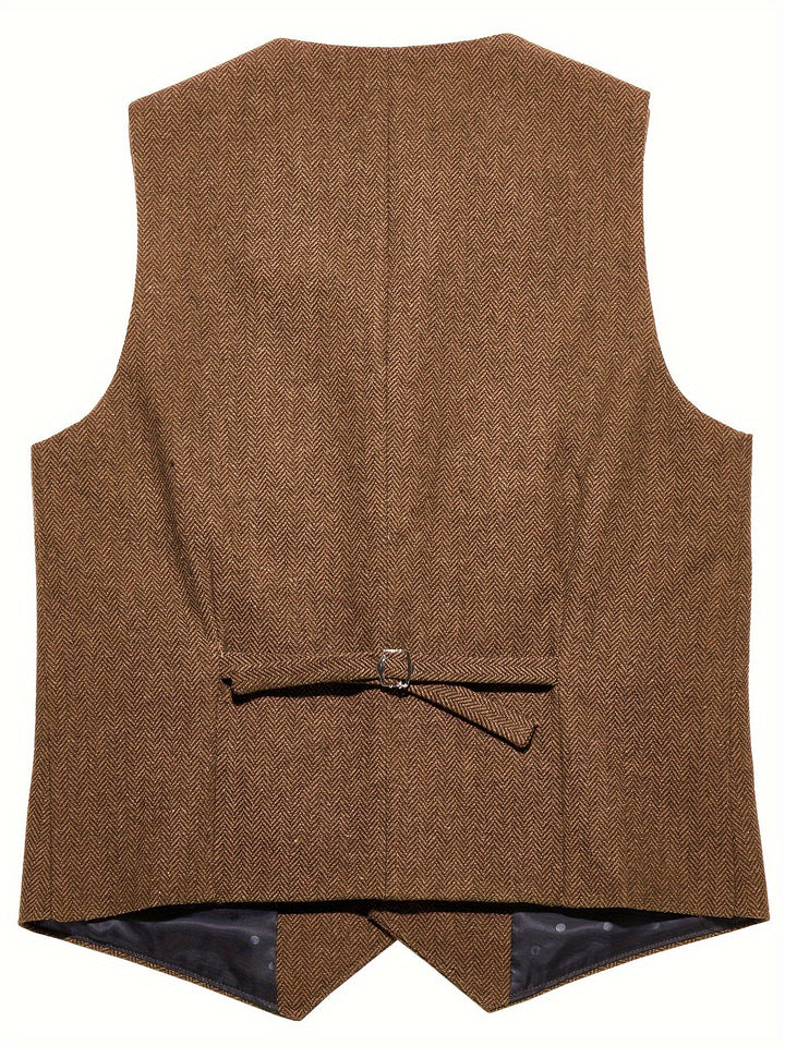 Levoire | Gilet En Tweed À Rayures De Poisson En Mélange De Laine Bordeaux Pour Homme