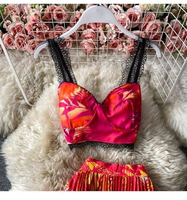 Levoire | Ensemble sans manches à deux pièces avec motif floral