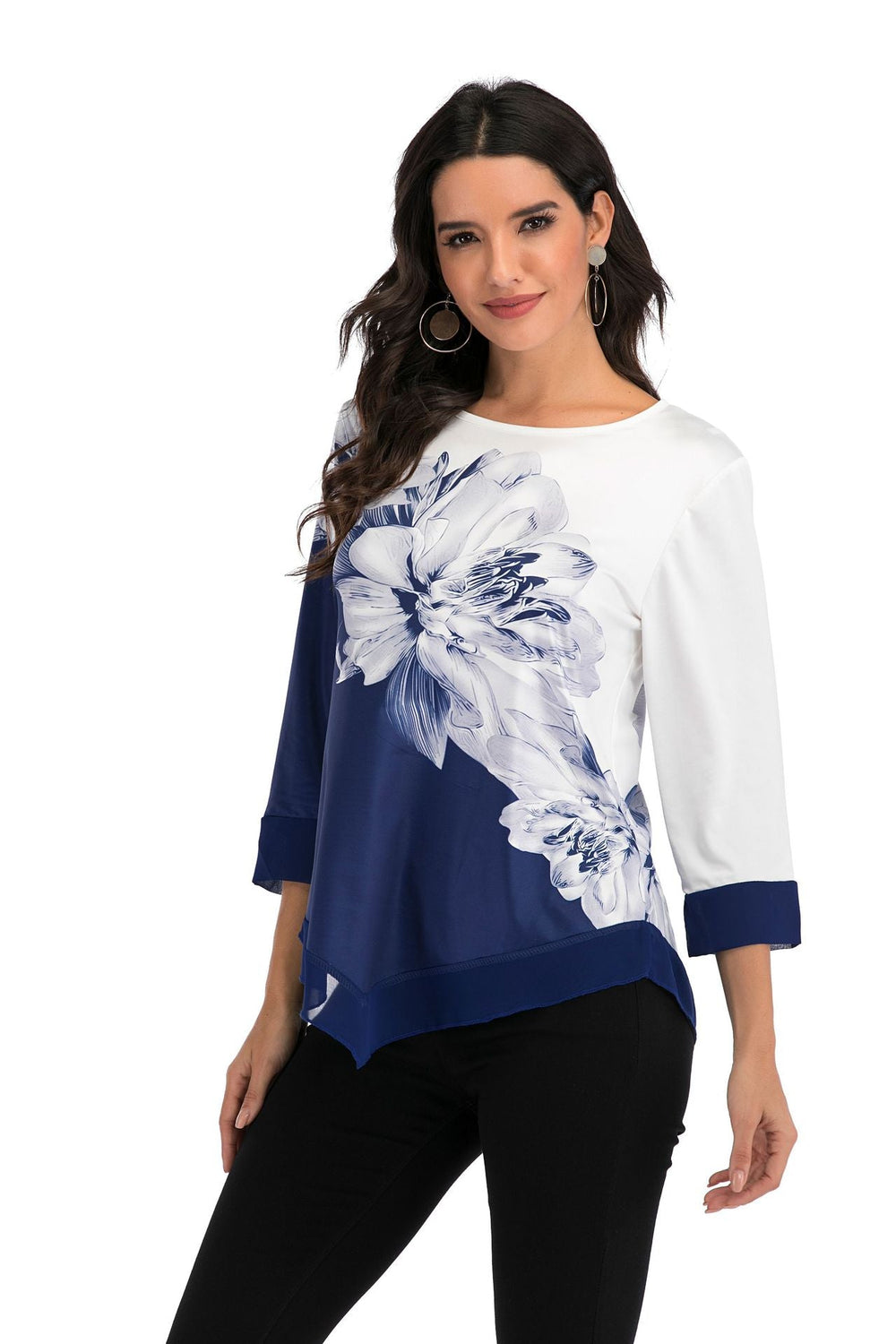 Levoire | T-Shirt Ample Avec Un Ourlet Asymétrique Bleu