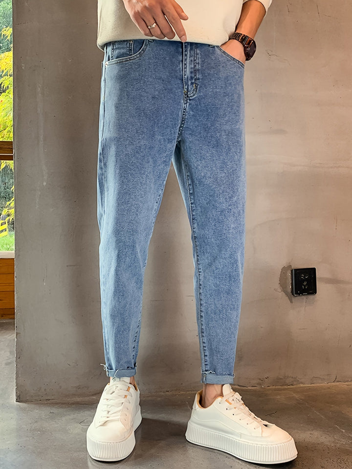 Levoire | Slim Fit Stretch Jeans En Denim À Taille Moyenne Bleu