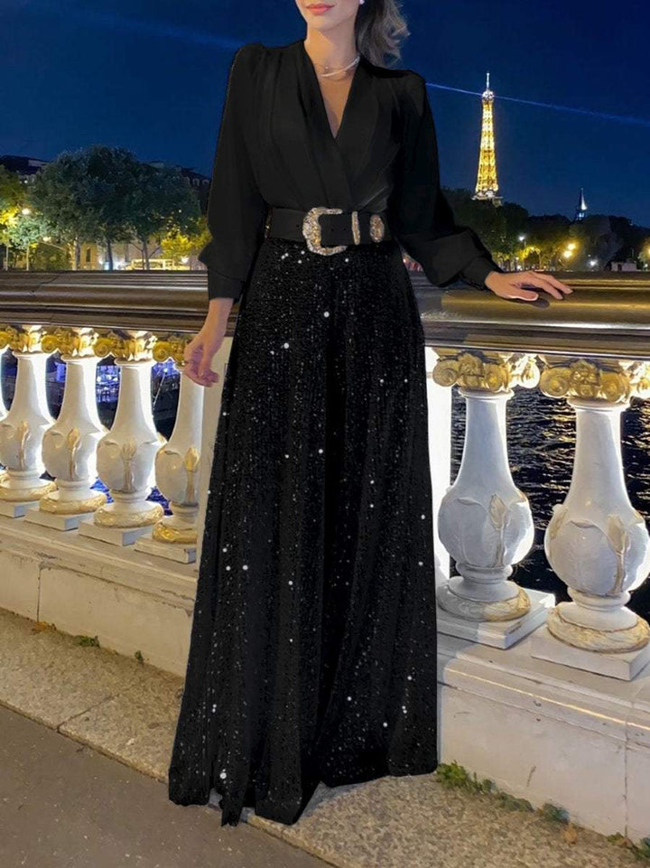 Levoire | Robe à décolleté en V et paillettes Noir