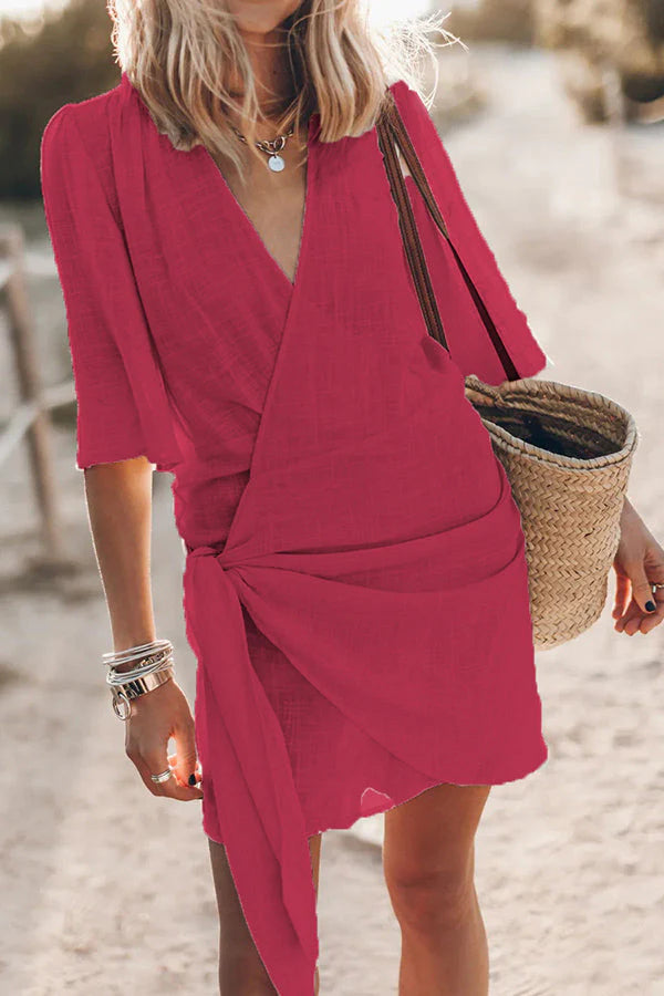 Levoire | Robe D'Été Élégante Avec Décolleté En V Rot