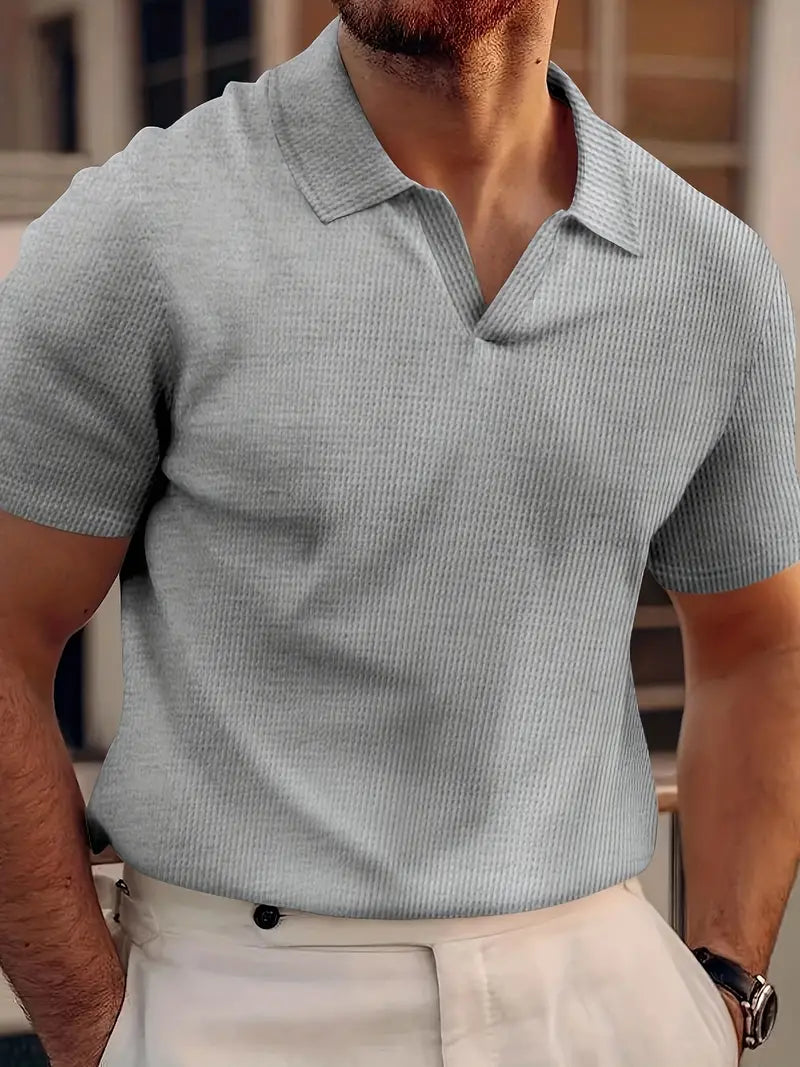 Levoire | Polo T-Shirt Homme À Col En V En Maille Gris