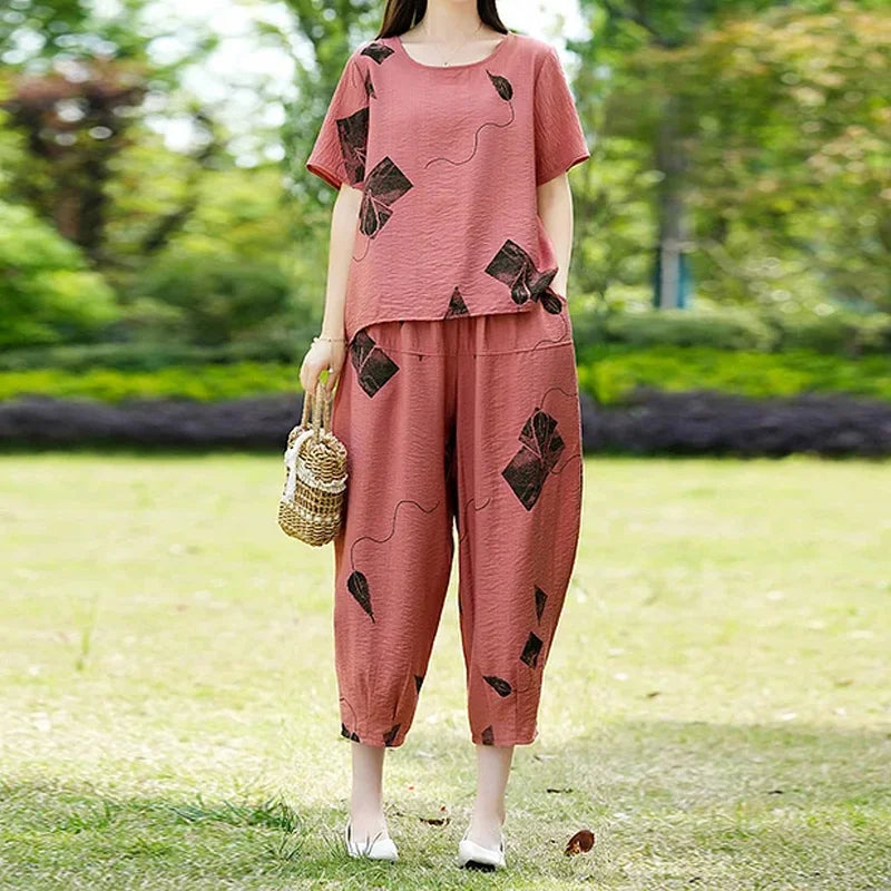 Levoire | Robe Imprimée Élégance Décontractée Rose clair