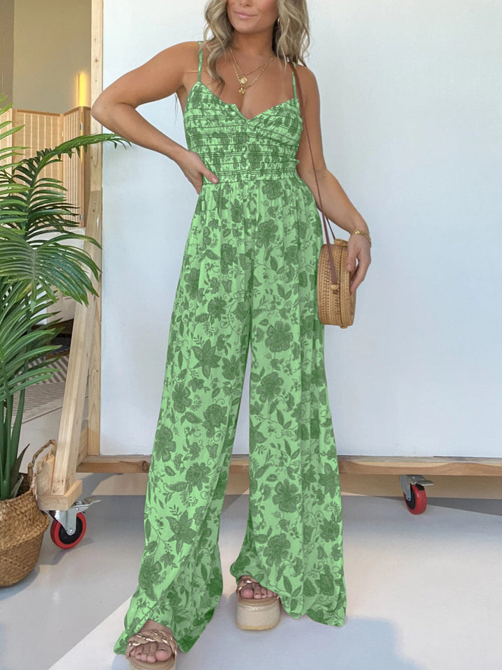Levoire | Nouvelle Combinaison Fleurie Avec Pantalons Amples Vert