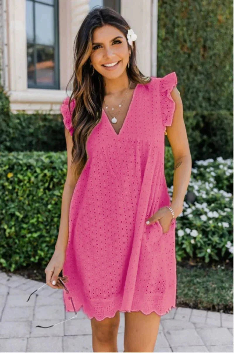 Levoire | Robe D'Été Avec Volants Pour Femmes Rosa