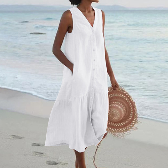 Levoire | Robe D'Été Élégante Pour Les Vacances Blanc
