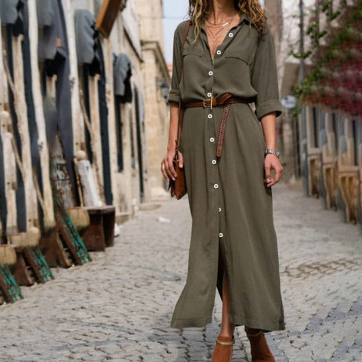 Levoire | Élégante Robe D'Été Avec Ceinture Vert