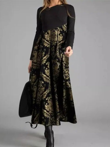 Levoire | Robe Rétro Élégante À Motifs Avec Décolleté En V