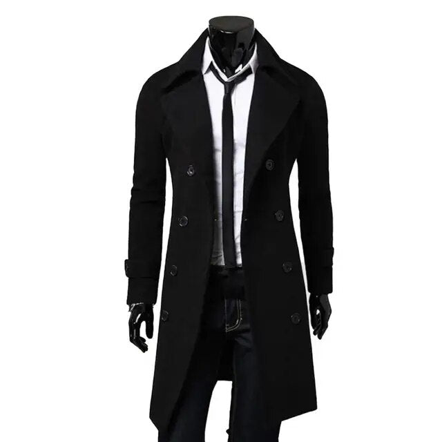 Levoire | Manteau Trench Pour Hommes Avec Double Rangée De Boutons Noir