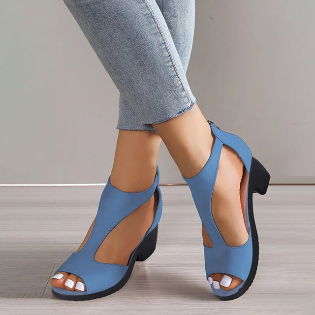 Levoire | Escarpins-Sandales À Large Talon Pour Femmes Bleu