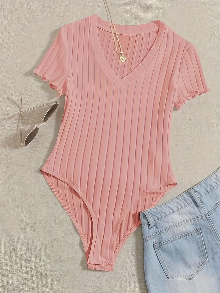 Levoire | Body Uni Avec Décolleté En V pêche