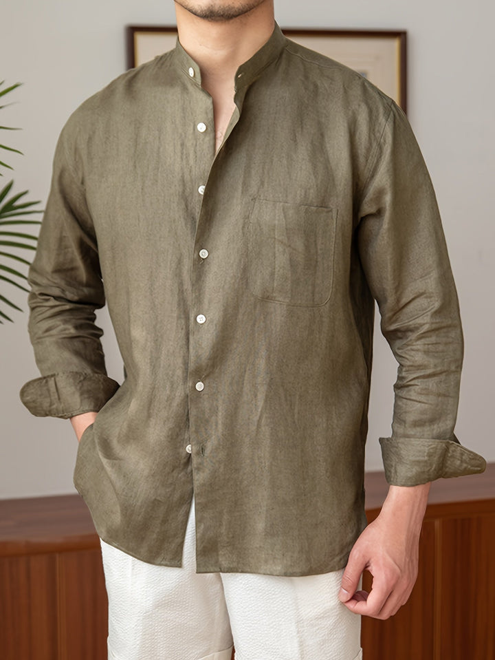 Levoire | Chemise En Lin Non Mélangée À Manches Longues Brun foncé