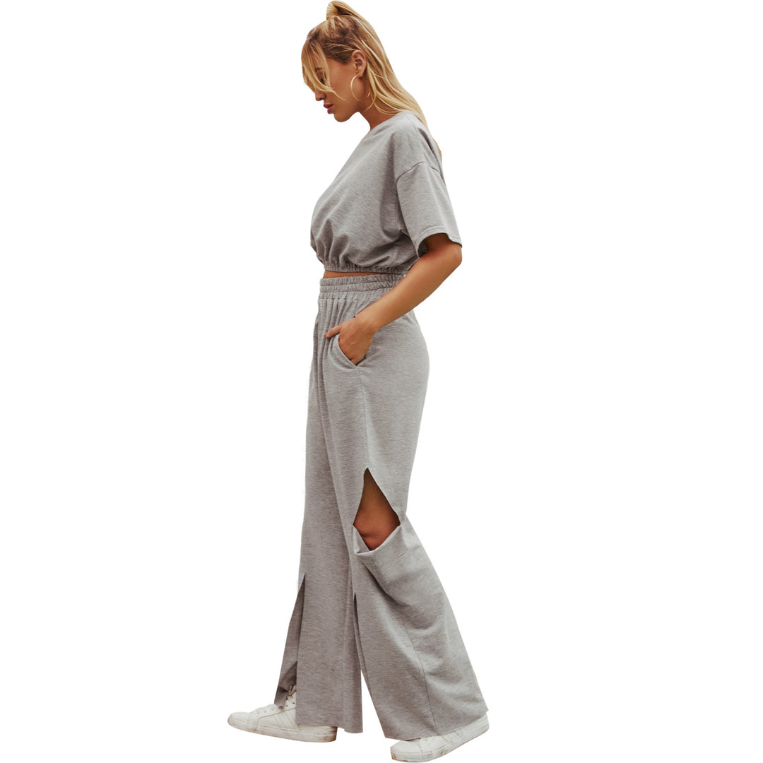 Pantalons de loisirs décontractés pour femmes taille haute avec fentes à la mode Levoire