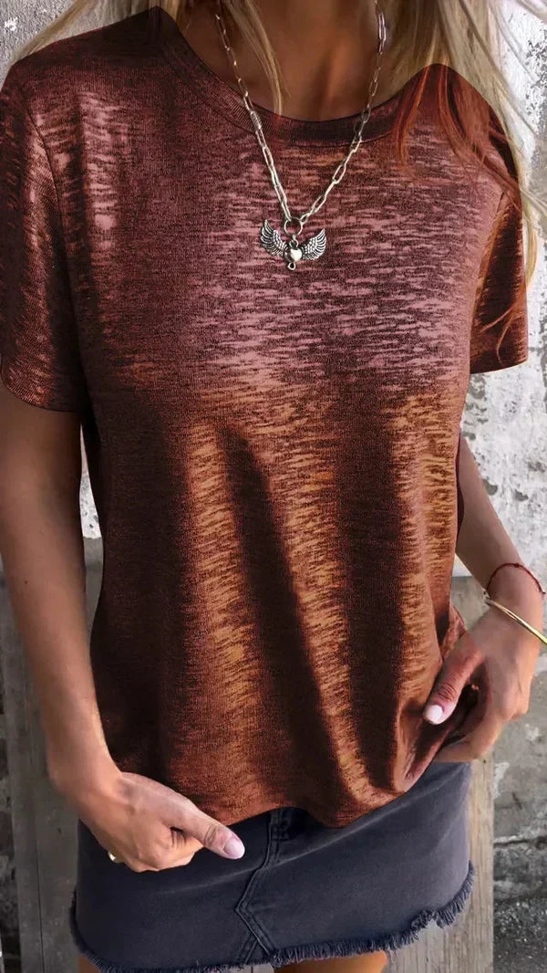Levoire | T-shirt à manches courtes avec feuille d'or Wine red