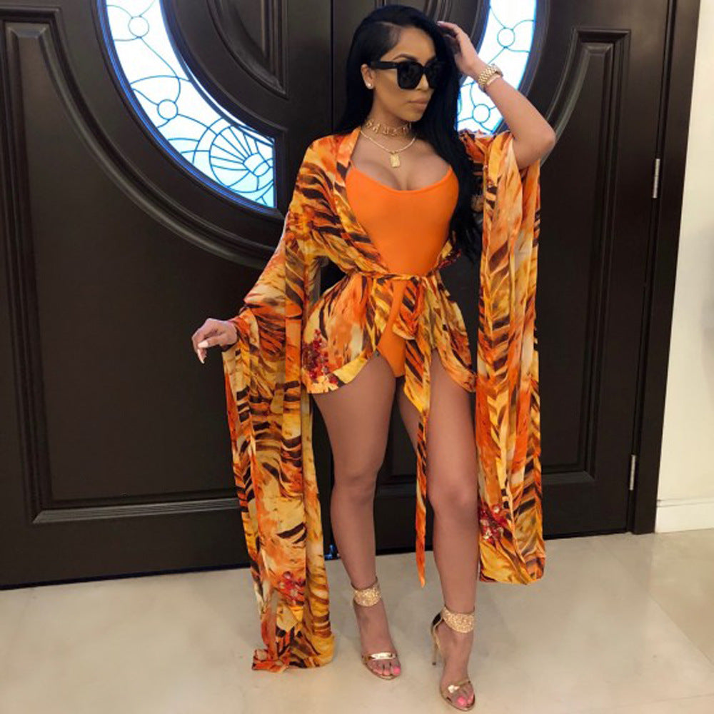 Levoire | maillot de bain une pièce neuf avec nœud kimono tie-dye ORANGE
