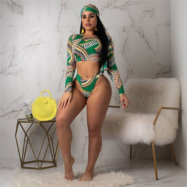 Levoire | maillot de bain à manches longues trois pièces VERT
