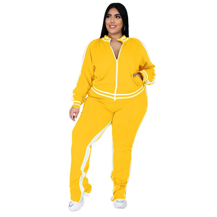 Levoire | veste de course avec zip, poches et pantalon de course JAUNE