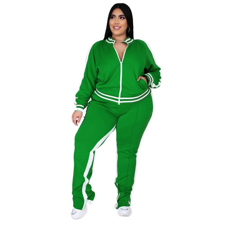 Levoire | veste de course avec zip, poches et pantalon de course VERT