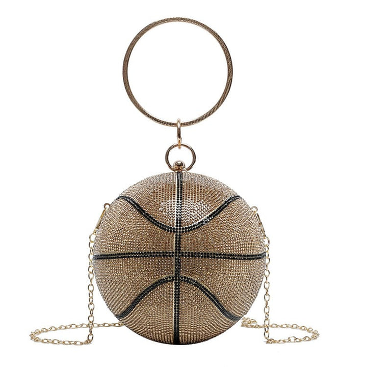 Levoire | soirée Sferinen simili cuir avec pierres anneau Une taille Balle de Basket-Ball Or