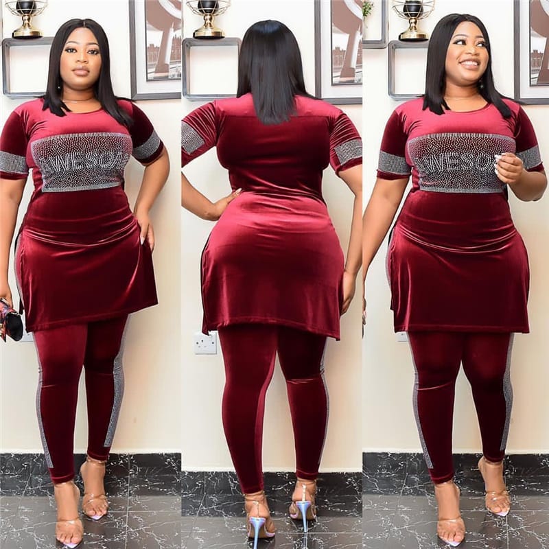 Levoire | Haut et Pantalon avec Décoration en Strass BORDEAUX