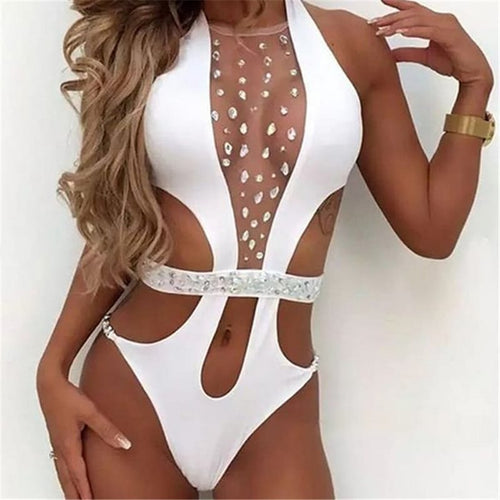 Levoire | natation maille strass transparent