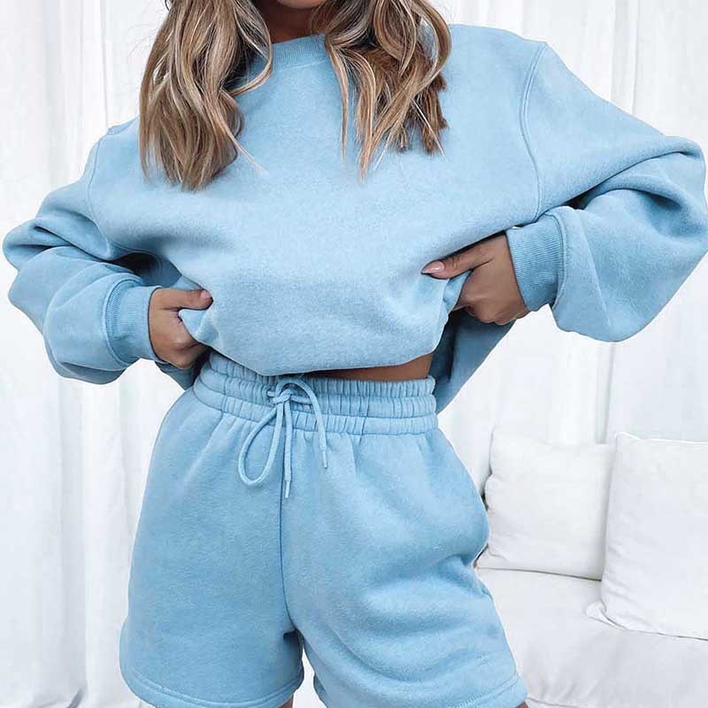 Levoire | sweat-shirt à manches courtes et longues uni BLEU
