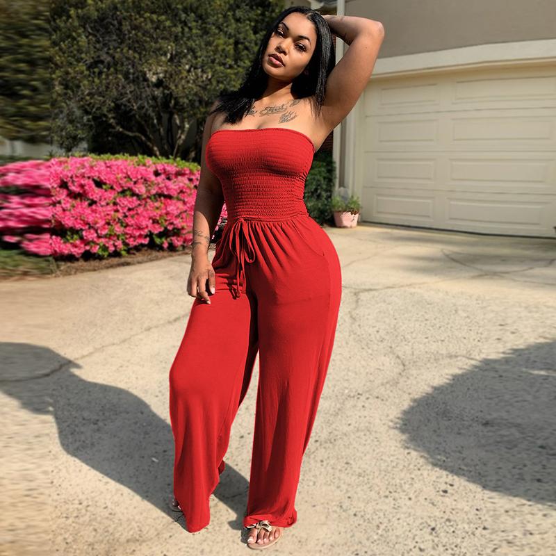 Levoire | unicolore bustier-pantalons ROUGE
