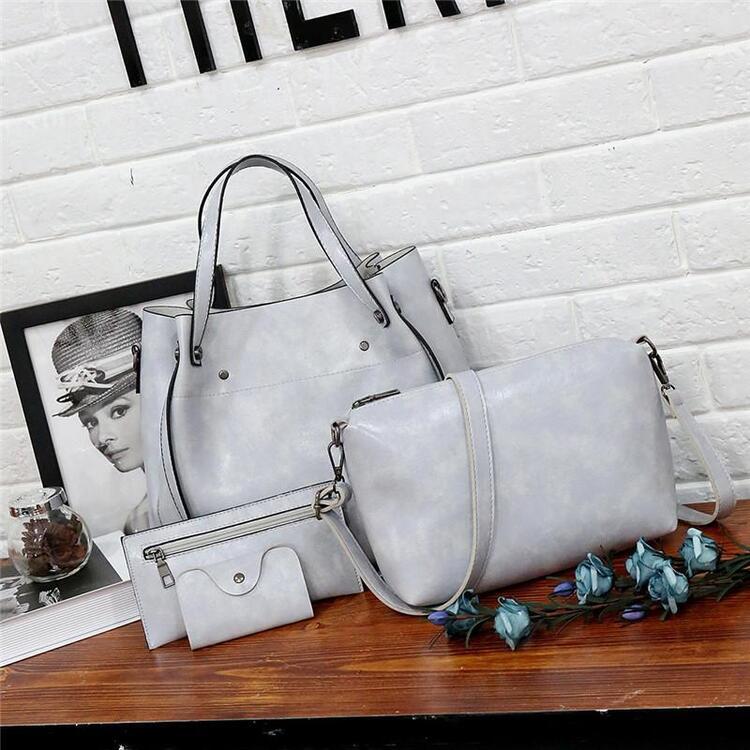 Levoire | Ensemble de sac à main de cueillette de vin à 4 pièces pour femmes Gris