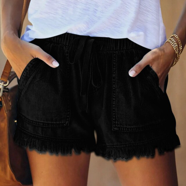 Levoire | Short En Jean Avec Taille Élastique Noir