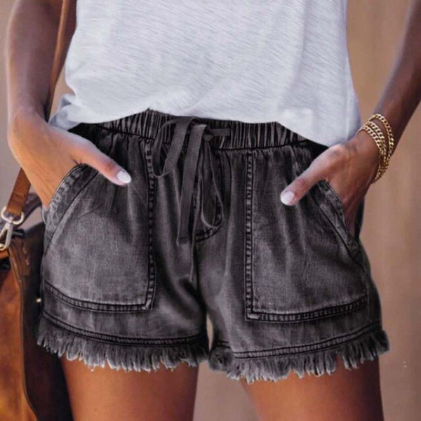 Levoire | Short En Jean Avec Taille Élastique Gris