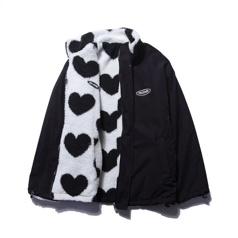 Levoire | Veste Réversible À Cœurs Noir