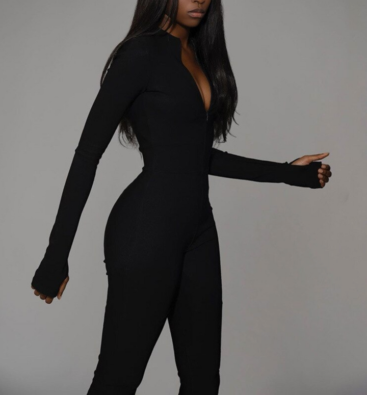 Levoire | Eng Ajusté Zip Combinaison Noir long