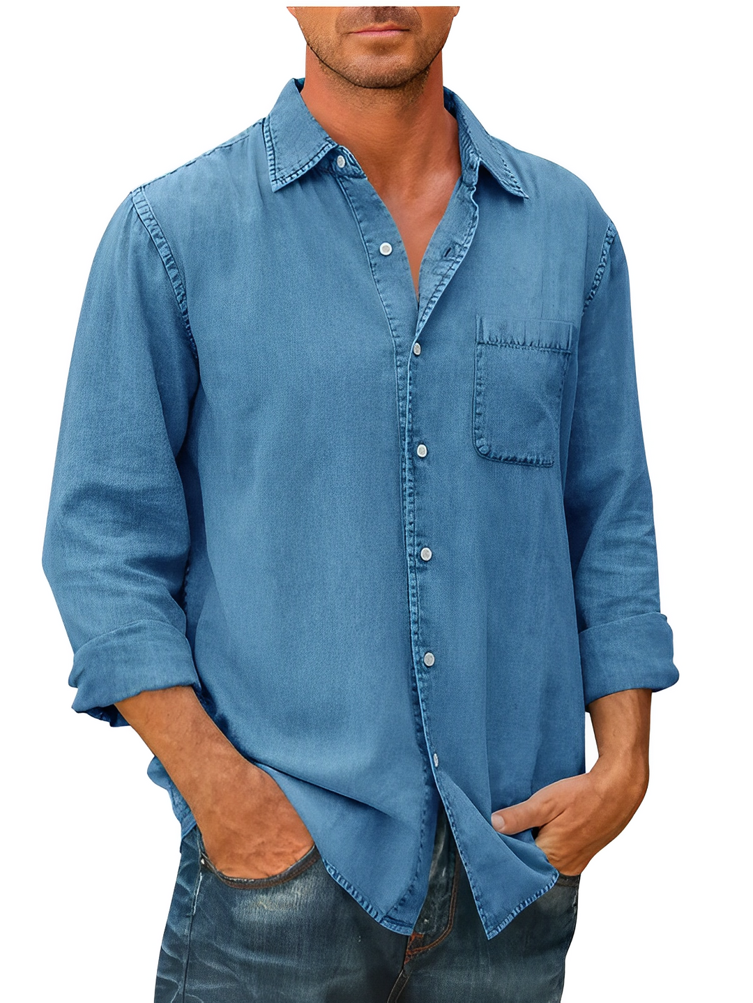 Levoire | Chemise En Denim À Manches Longues Élégante Bleu