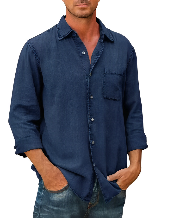 Levoire | Chemise En Denim À Manches Longues Élégante Bleu foncé