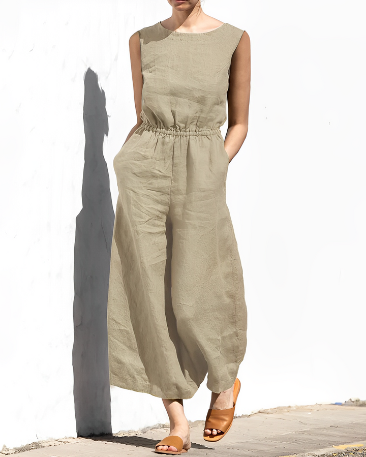 Levoire | Jumpsuit Femme Uni Aéré Beige