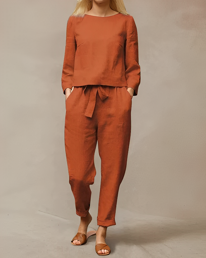 Levoire | Haut À Manches Longues Et Pantalon Avec Nœud Papillon Orange