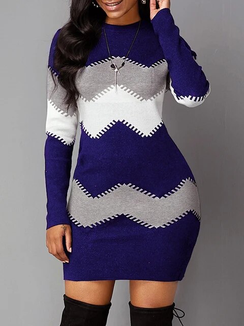 Levoire | Élégant Robe Mi-Longue Imprimée Bleu