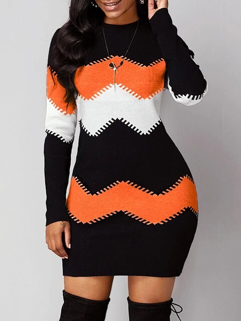 Levoire | Élégant Robe Mi-Longue Imprimée Orange