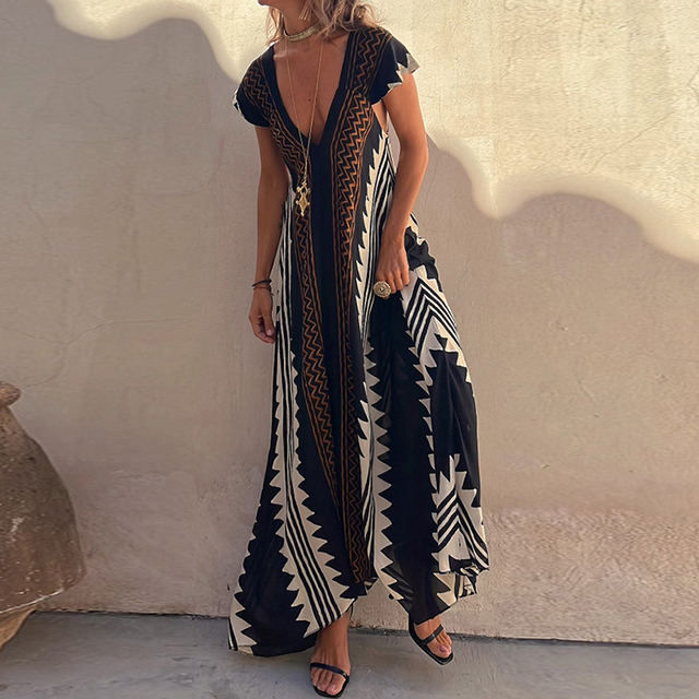 Levoire | Robe De Plage Maxi Avec Motif Ethnique