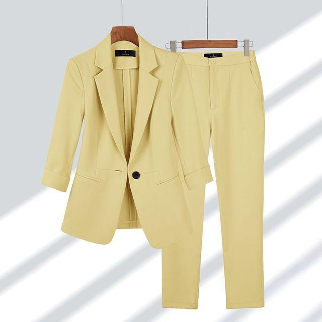 Levoire | Ensemble De Blazer Élégant Pour Femmes Pour Un Style Polyvalent Jaune