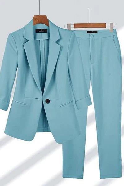 Levoire | Ensemble Élégant Avec Blazer Et Pantalon Pour Femmes Bleu