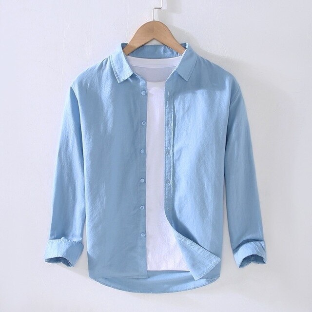 Levoire | Chemise D'Été À Manches Longues Pour Hommes Bleu