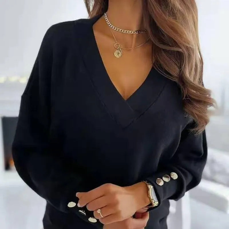 Levoire | Pull Avec Décolleté En V Et Sensation Cachemire Noir