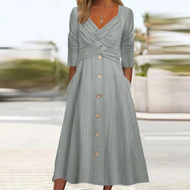 Levoire | Robe A-Ligne À Manches Longues Gris