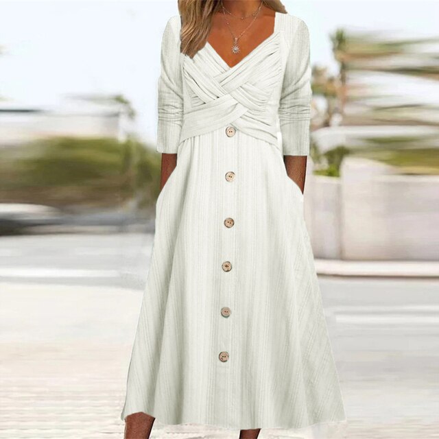 Levoire | Robe A-Ligne À Manches Longues Blanc
